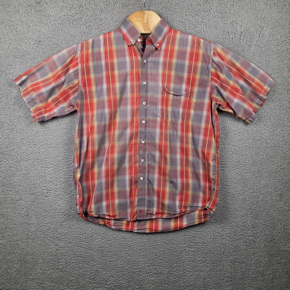 Resistol Shirt Mens Large Red Plaid Short Sleeve Western Button Up Cotton Pocket